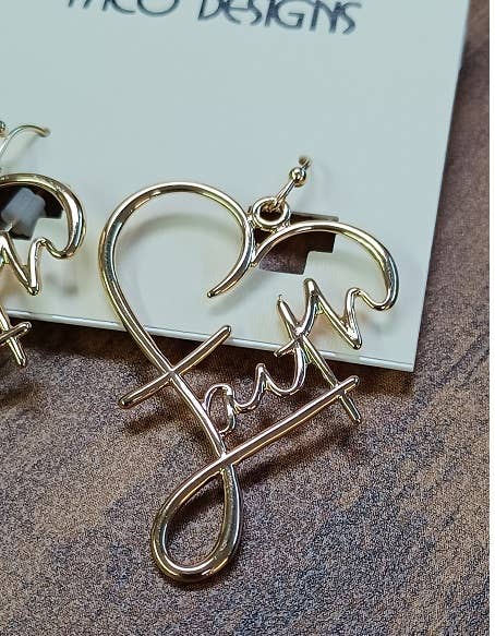 Faith in Love Heart Earrings- Gold
