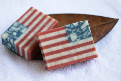 Organic American Flag Handmade Soap (Rose Petals) 5.5oz