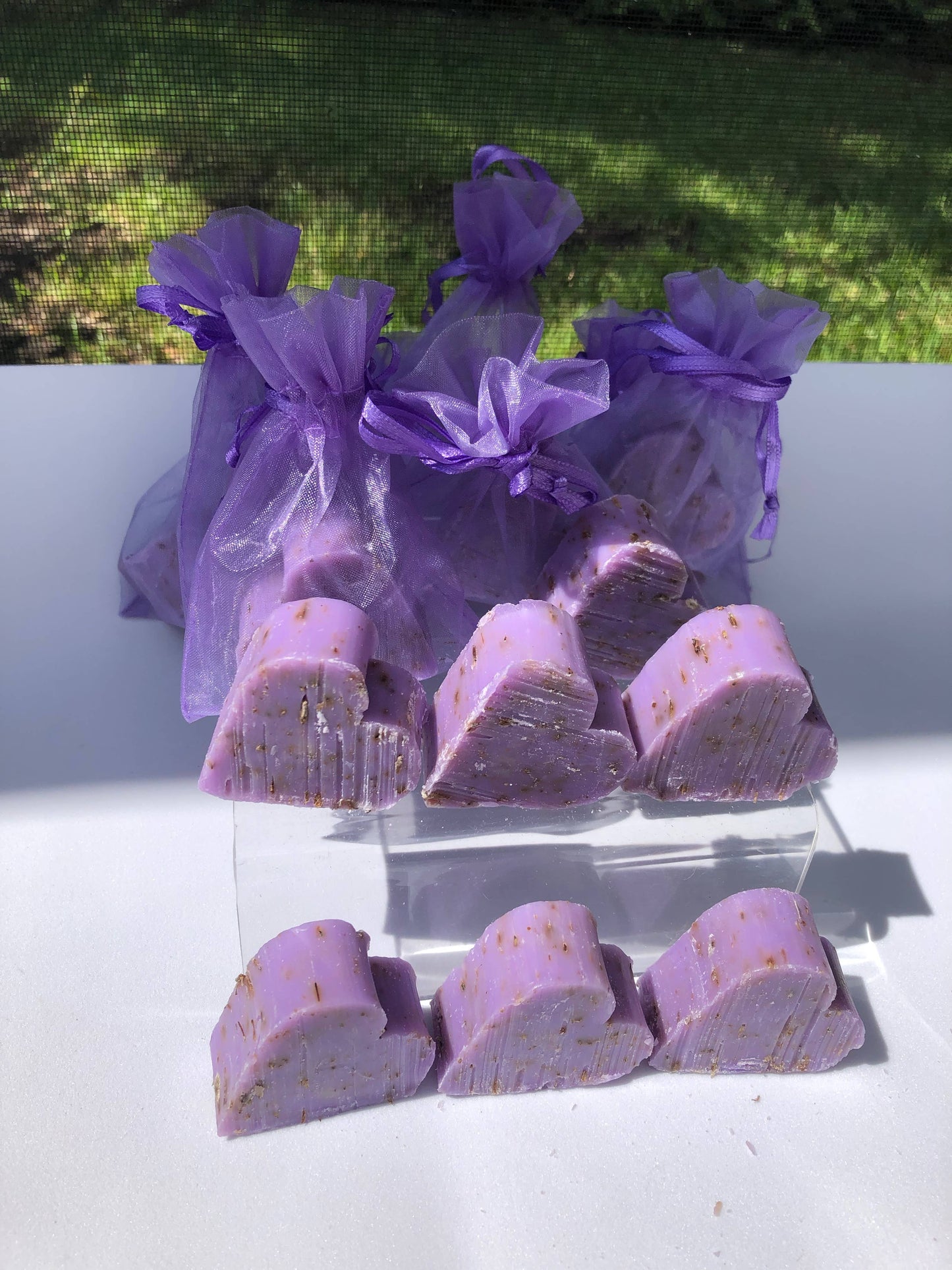 Tiny Heart Soaps wrapped in Organza Bag: Assorted  Sold- Separately