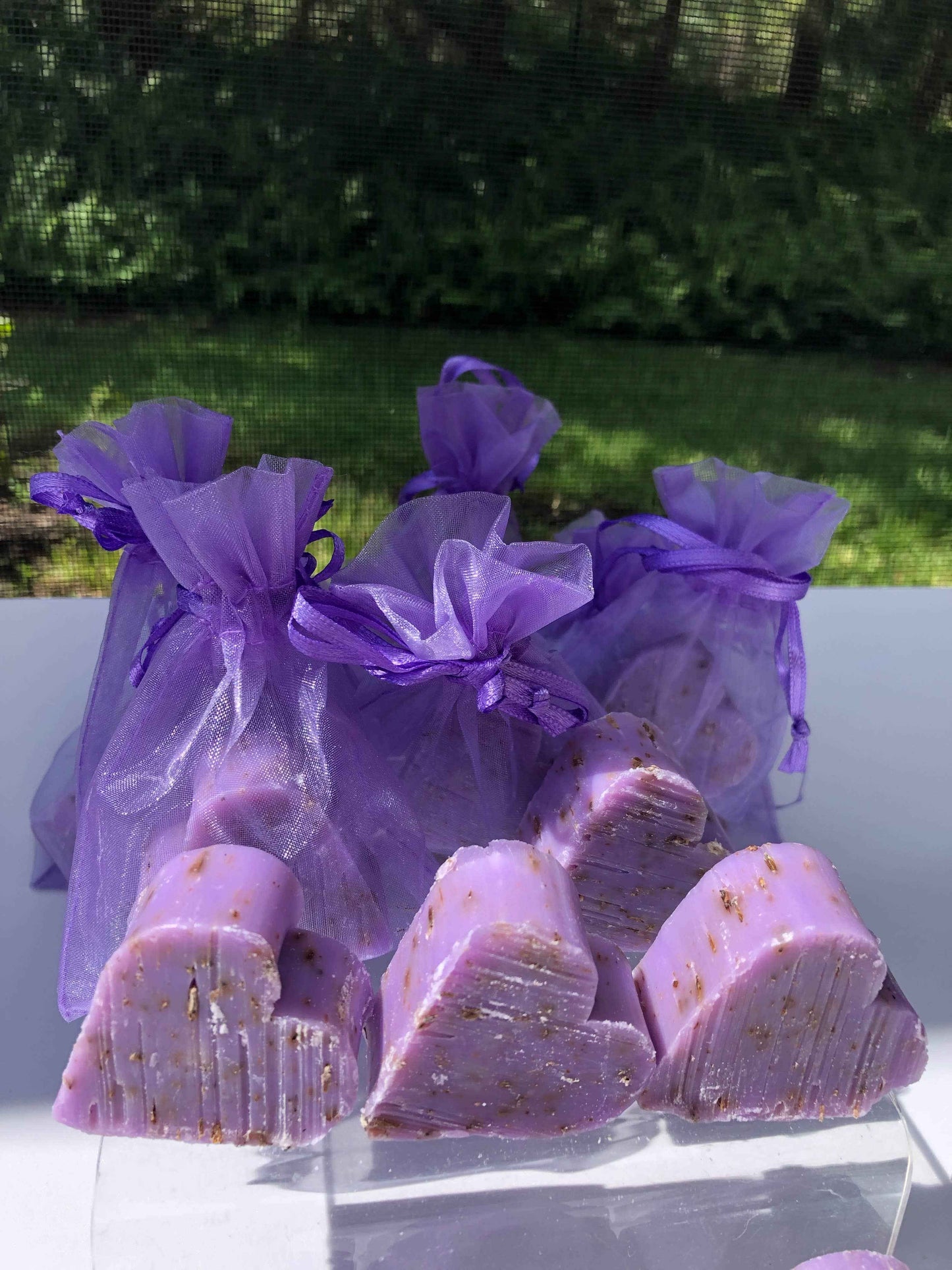 Tiny Heart Soaps wrapped in Organza Gift Bag: Assorted 6 scents