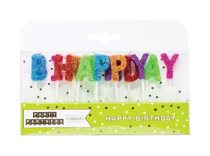 Glitter Happy Birthday Candle Set