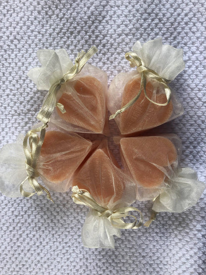 Tiny Heart Soaps wrapped in Organza Bag: Assorted  Sold- Separately