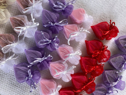 Tiny Heart Soaps wrapped in Organza Bag: Assorted  Sold- Separately