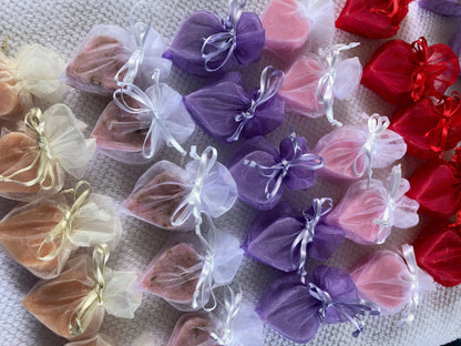 Tiny Heart Soaps wrapped in Organza Bag: Assorted  Sold- Separately