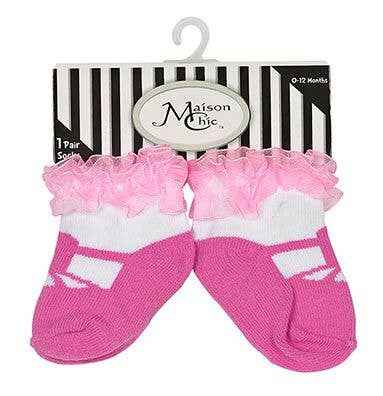Pink Mary Jane Socks With Pink Ruffles