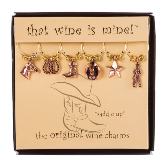 6-Piece Saddle Up Painted Wine Charms