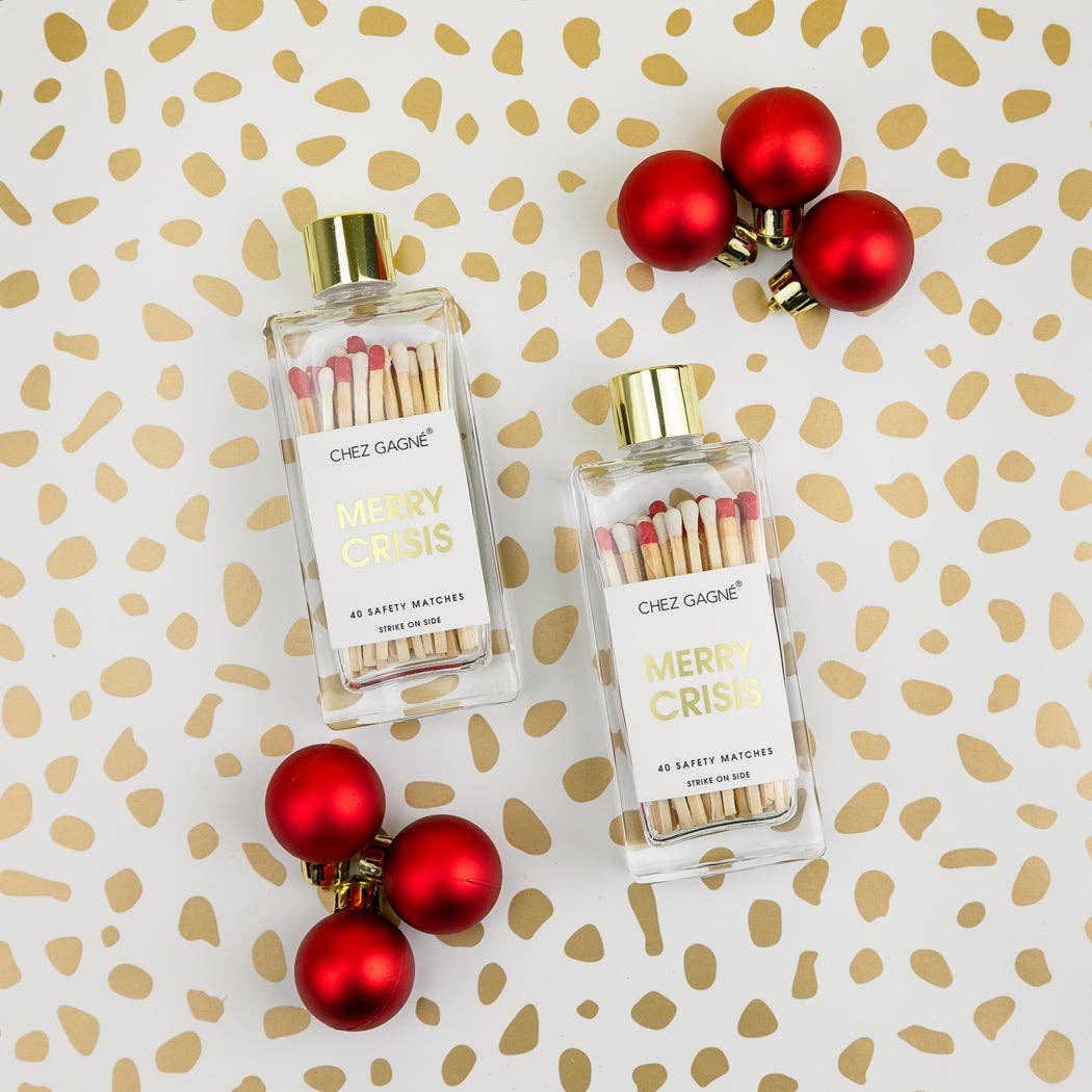 Merry Crisis - Cerillas de seguridad navideñas para botellas de vidrio - Blanco/Rojo