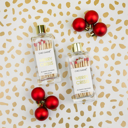 Merry Crisis - Cerillas de seguridad navideñas para botellas de vidrio - Blanco/Rojo
