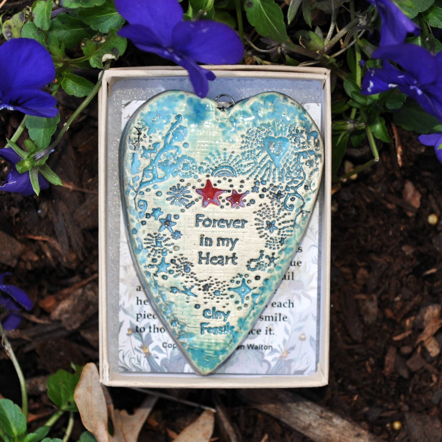 Forever in my heart, ceramic, gift, pottery ornament, USA