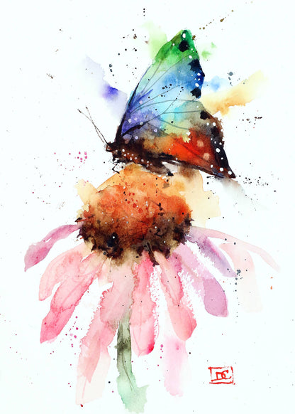5 x 7" Greeting Card  'BUTTERFLY & CONEFLOWER'