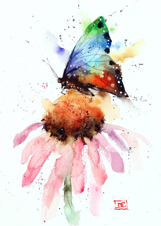 5 x 7" Greeting Card  'BUTTERFLY & CONEFLOWER'