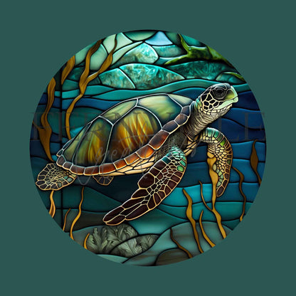 Turtle Tempered Glass Coastal Charcuterie Board: 12 inch