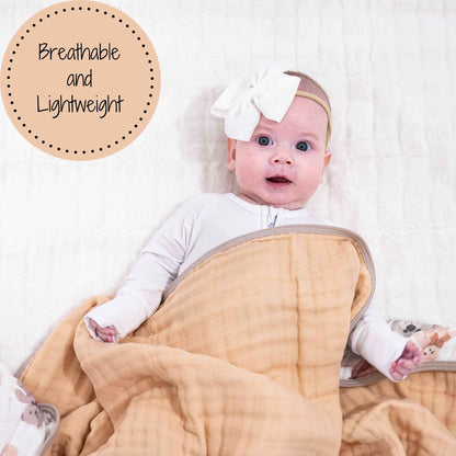 LollyBanks - Bear Hugs Baby Toddler 100% Cotton Muslin Blanket  47"x47"