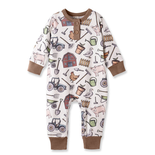 Farmer's Market Baby Henley Romper