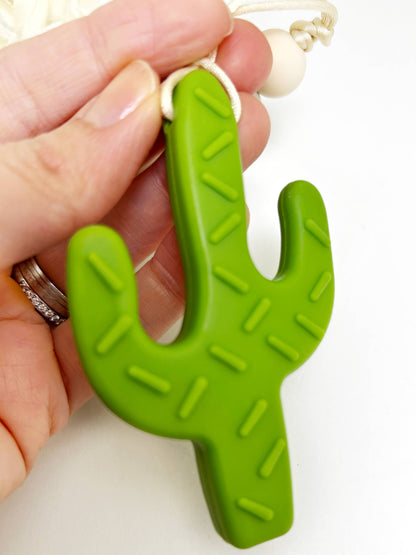 Green Cactus Silicone Teether with Detachable Pacifier Clip
