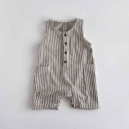 Baby Newborn Striped Sleeveless Romper: Blue / 3-6M