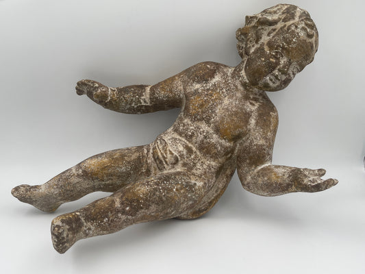 Figura de ángel querubín de polystone marrón - 26"