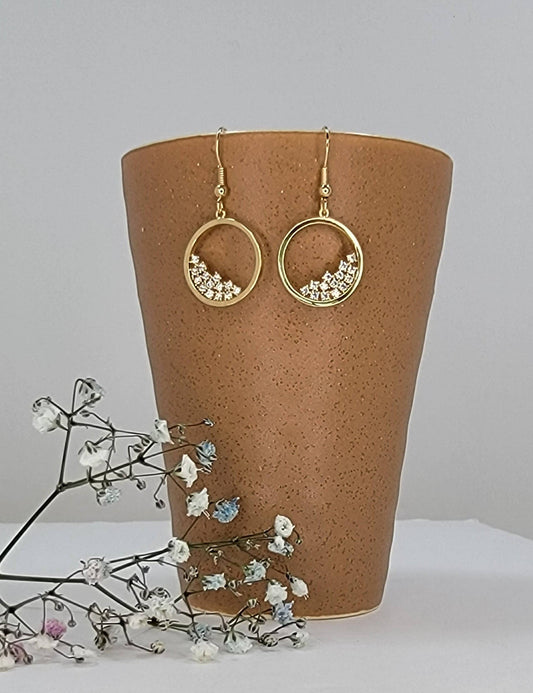 Circle Fill With Stones Hook Earring