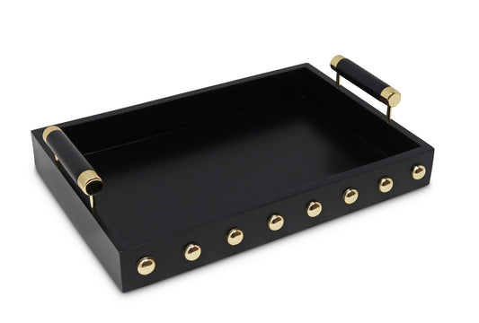 Decorative Tray with Gold Ball Deign and Handle