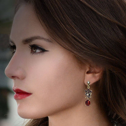 Joyería Sweet Romance - Pendientes victorianos de granate E958