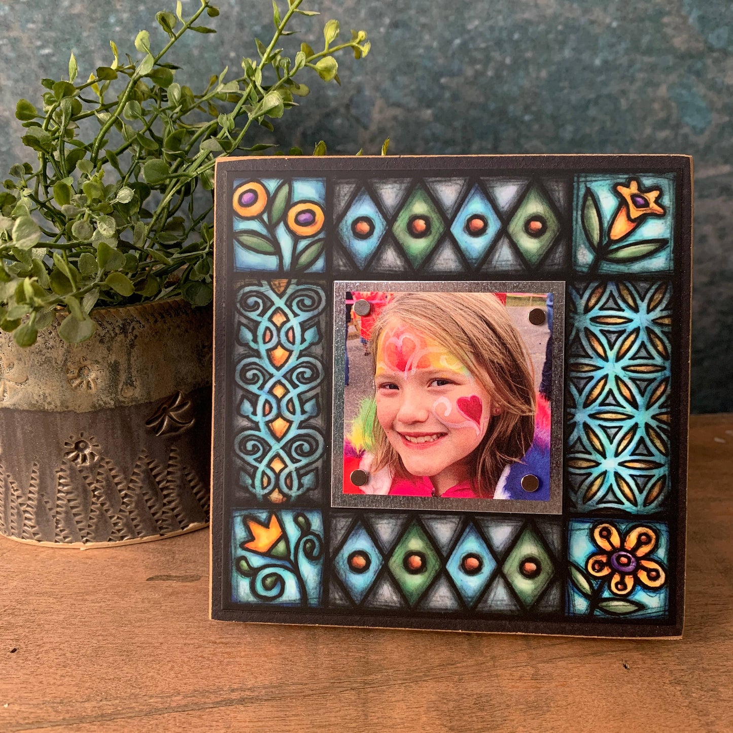 Blue Motif Picture Frame