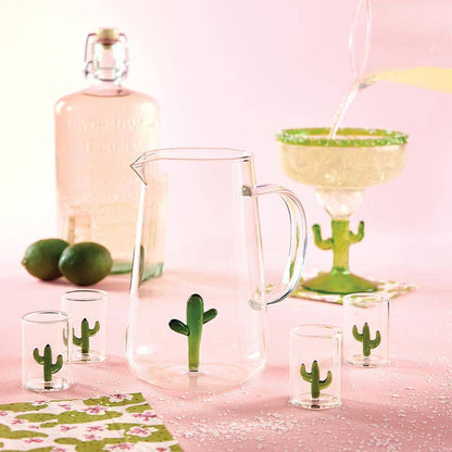 Figurine Glass Pitcher - Cactus: Glass / 36 oz, 6.5" h