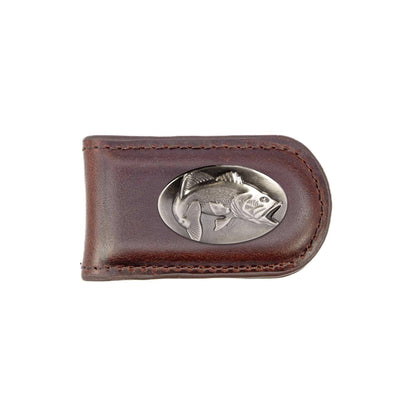 Bass Leather Magnetic Money Clip Wallet: Croc Tan