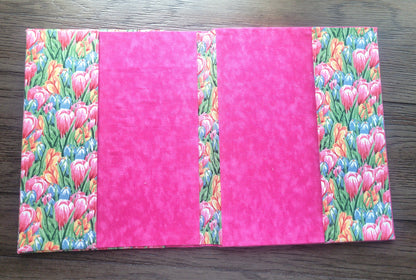 Fabric Covered Hardcover Notebook Composition Book Cover - Rainbow Tulip FIeld