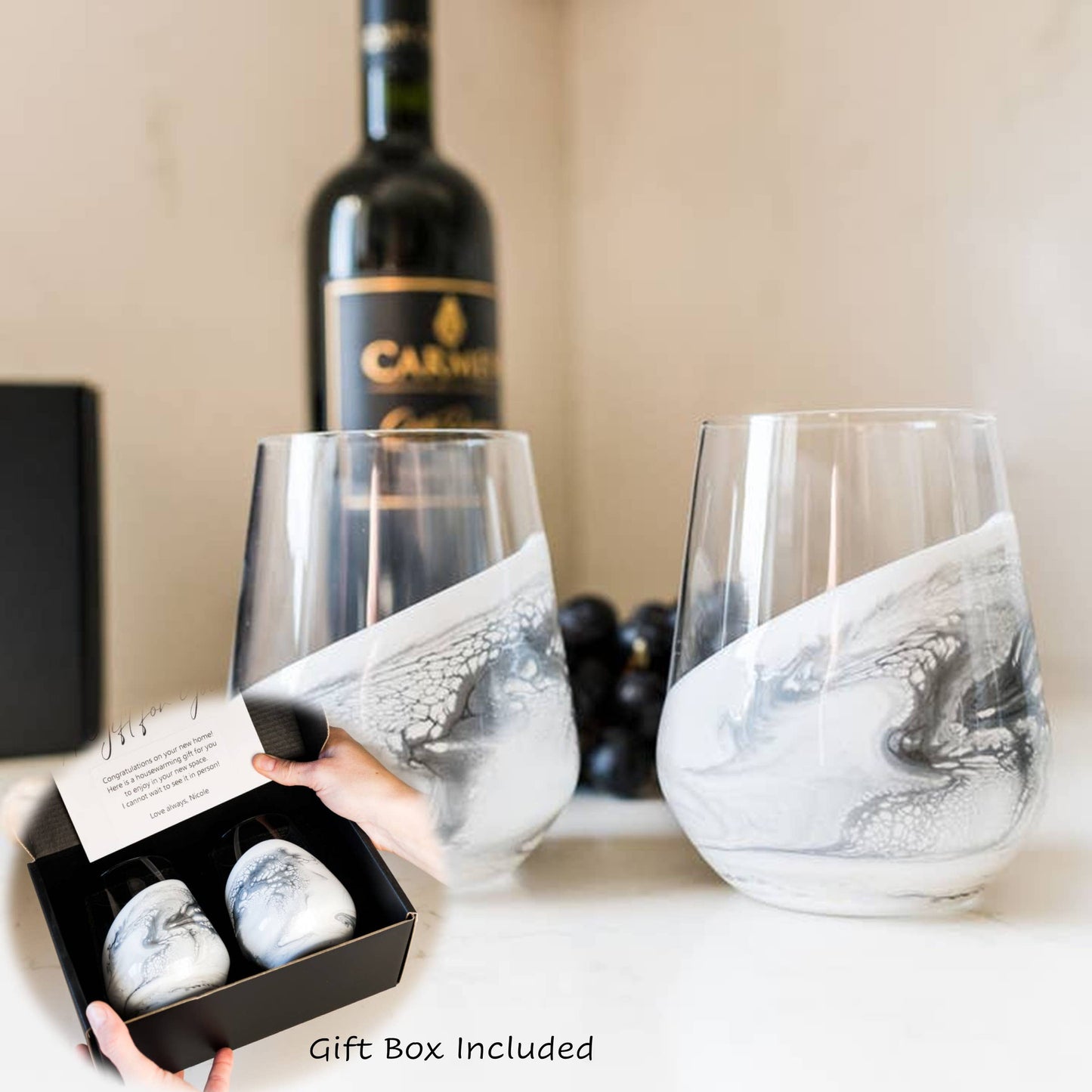 Resin Accented Wine and Entertaining Glasses Set - 2