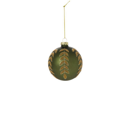 Adorno verde con hojas doradas brillantes de 10 cm (4").