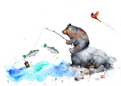 5 x 7" Greeting Card  'FISHING BEAR'