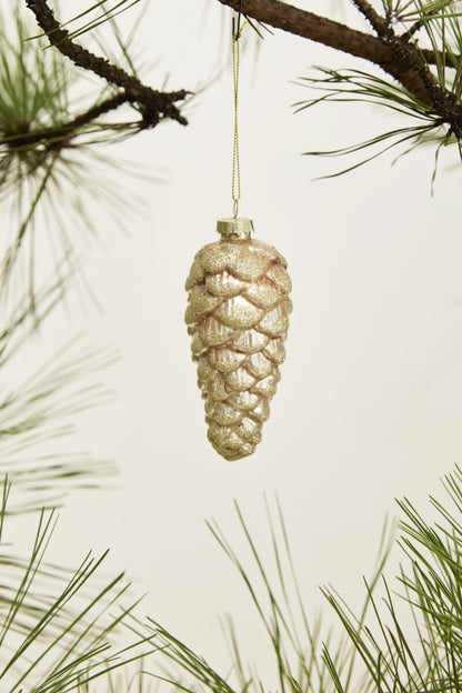 Gold Frosted Pinecone Ornament 2.5 x 5.5"