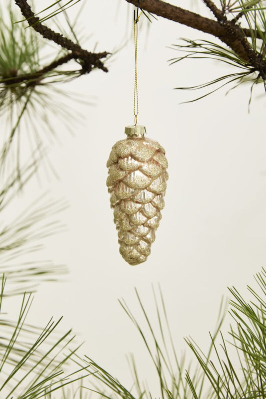 Gold Frosted Pinecone Ornament 2.5 x 5.5"