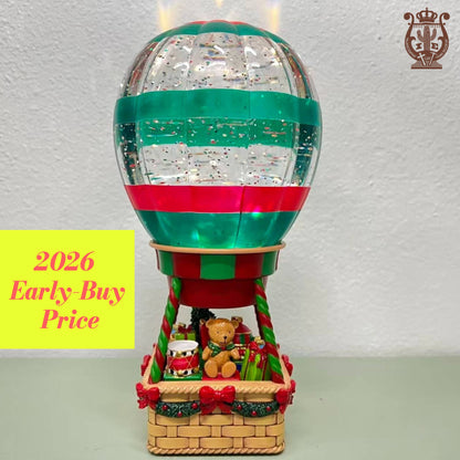 10" B/O Lighted Bear Balloon Glitter Globe Christmas Decor