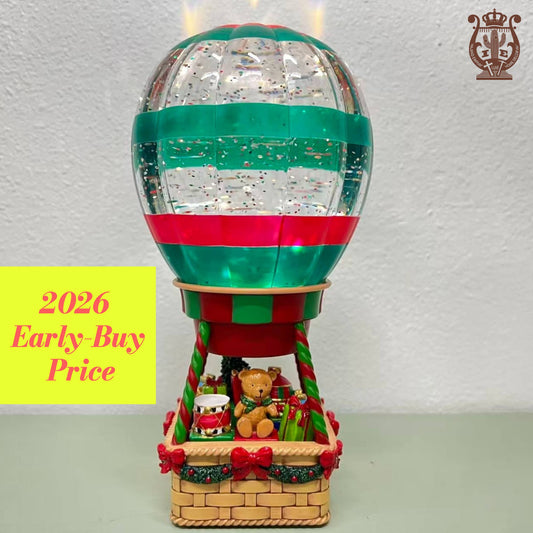 10" B/O Lighted Bear Balloon Glitter Globe Christmas Decor