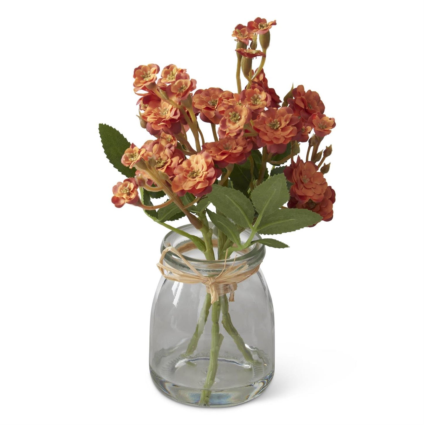 Orange Primrose Premade in Glass Vase w/Faux Water