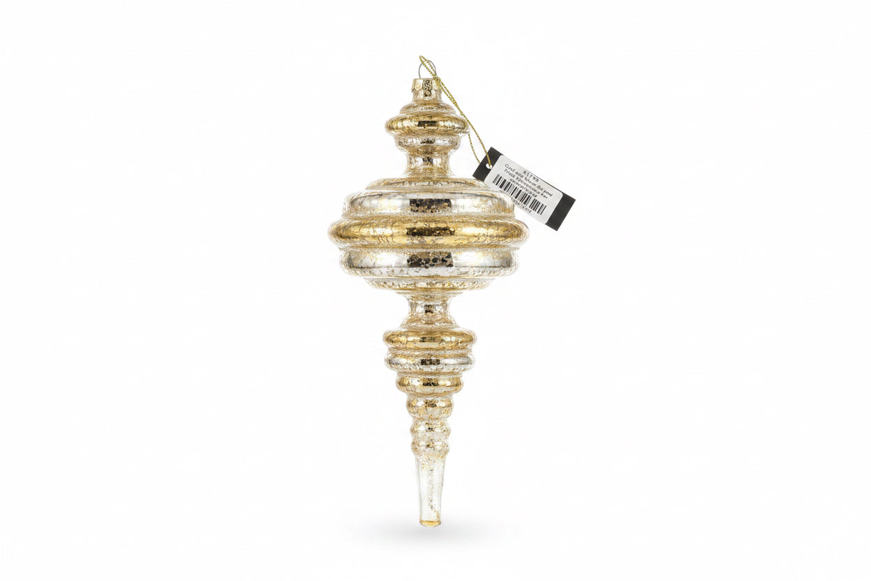 Gold and Silver Striped Finial Ornaments-Assorted Styles