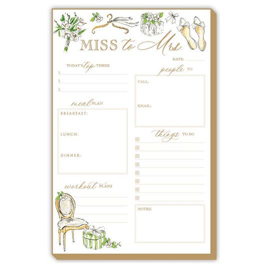 Handpainted Miss to Mrs. Bridal Icons Luxe Large Notepad - RosanneBeck Collections -