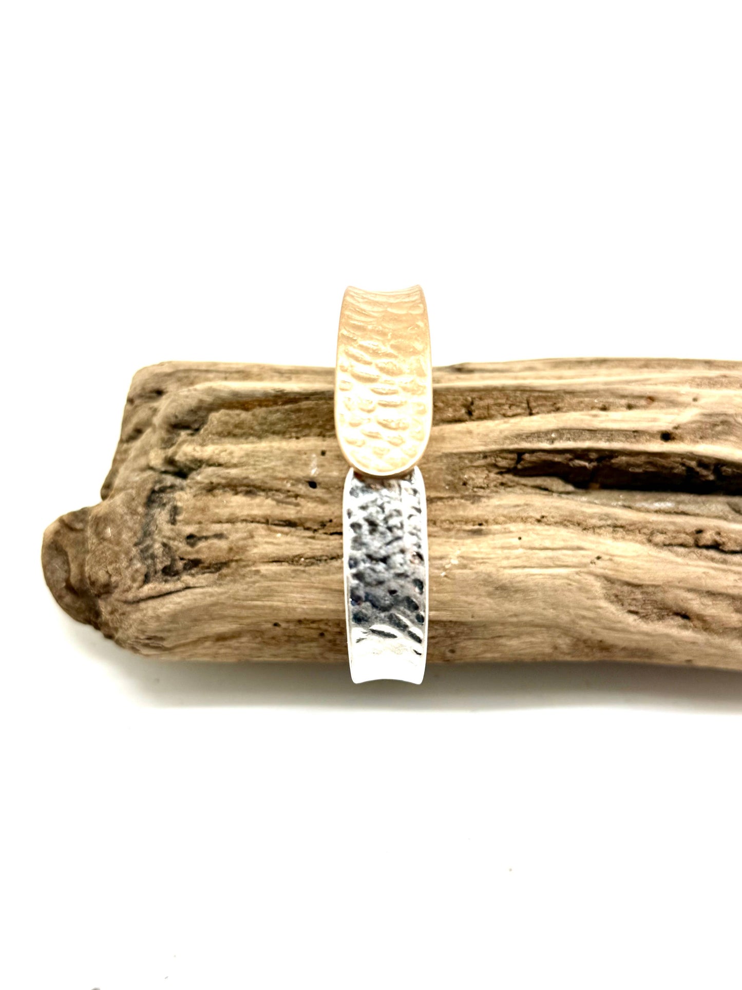 Bracelet Cuff w/Spring Matte Multi Metal Hammered 7”