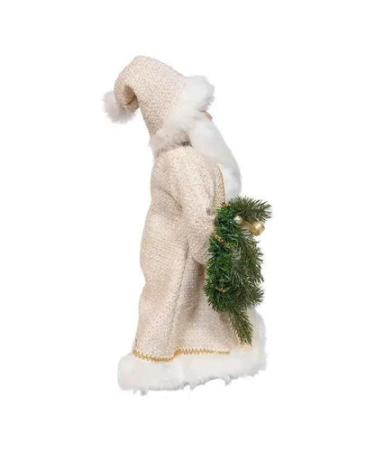 18" K.Klaus Cream Santa W/Gift+Wreath