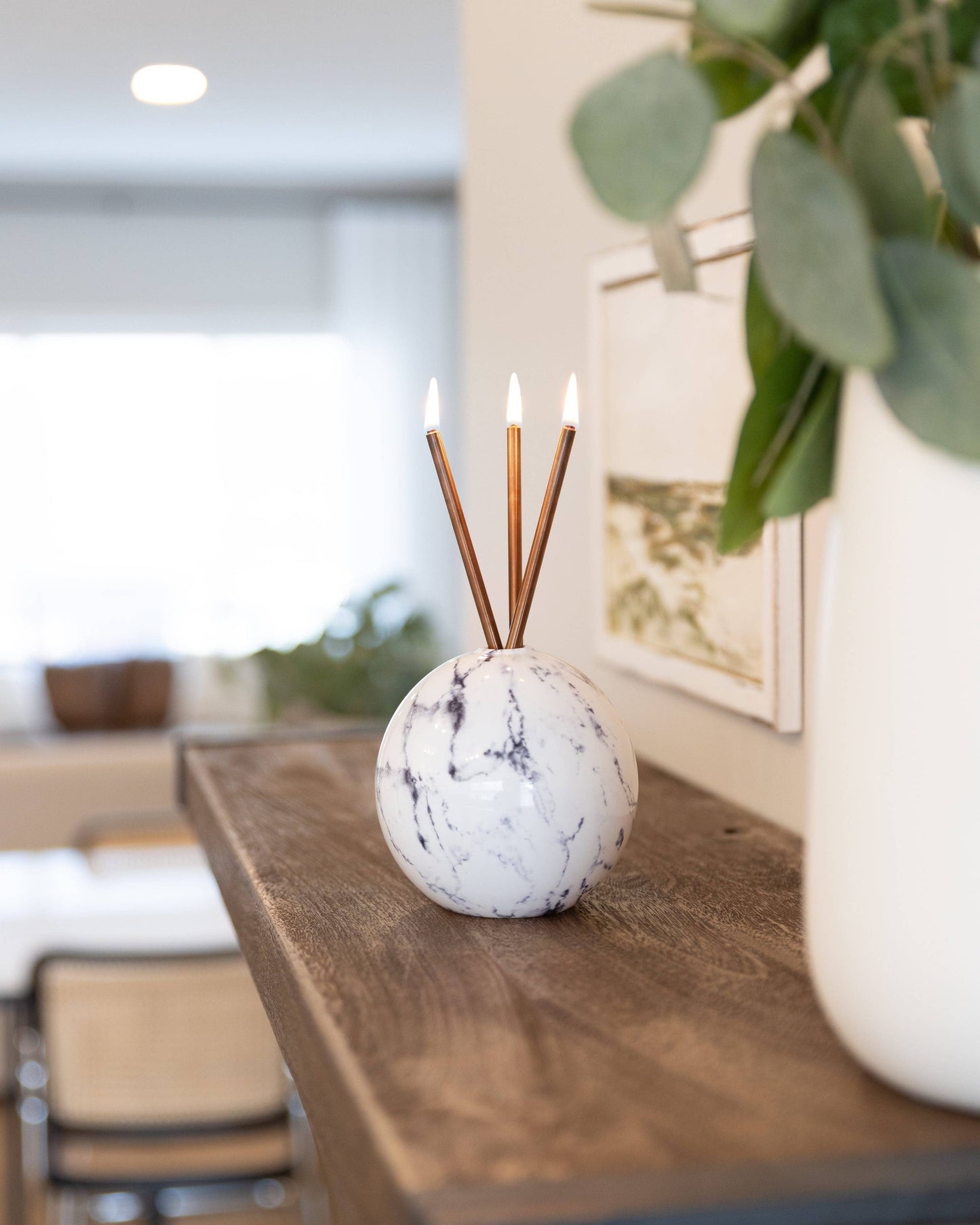 Neva White Marble Vase for Everlasting Candles