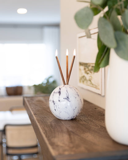 Neva White Marble Vase for Everlasting Candles
