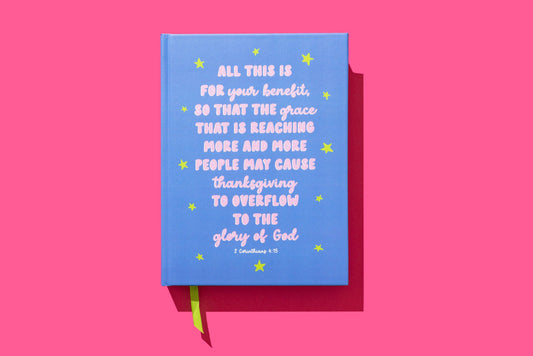 Taylor Elliott Designs - Hardcover Notebook - Bible Verse - Blue w/ Stars - 200 Pages
