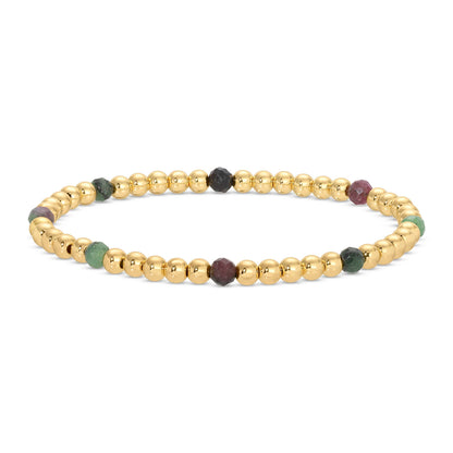 Espléndido Iris - Juego de 12 pulseras elásticas con cuentas y detalles de piedra.