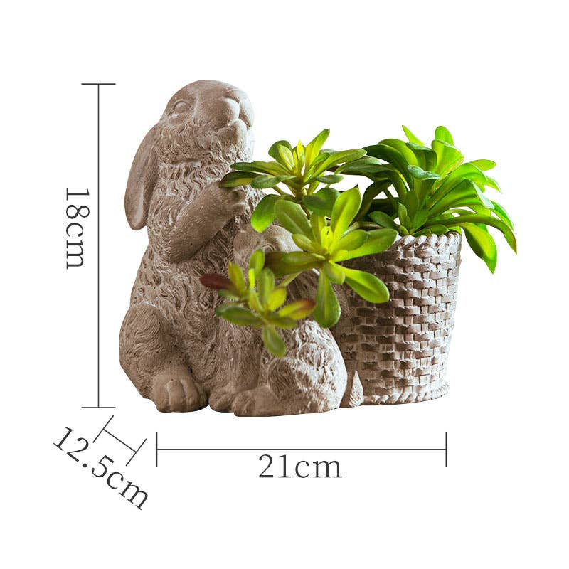 Vagabond Vintage - CEMENT RABBITS PLANTER