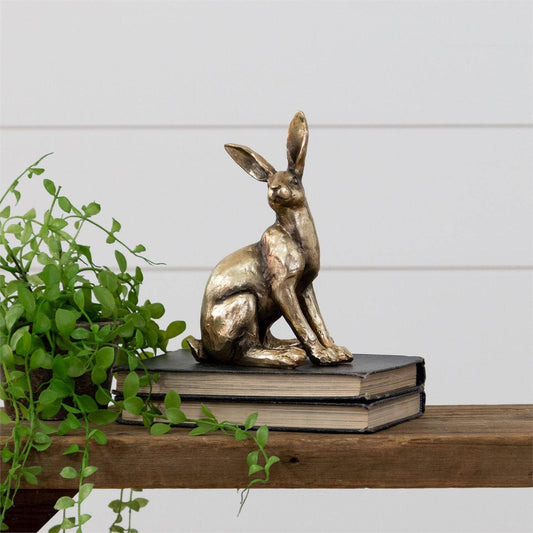Sitting Brass Tone Rabbit -