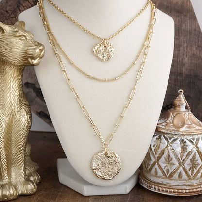 PennyLine inc - Treasure Trio – 3-in-1 Layered Hammered Coins Necklace