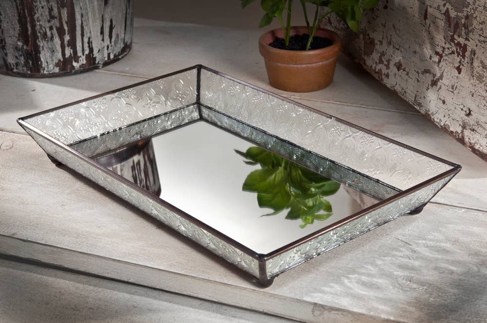 Vintage Clear Glass Tray For Vanity By J Devlin | Tra 106-1