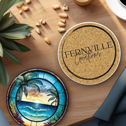 Tropical Beach Ceramic Coaster SET OF 4