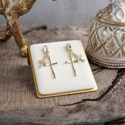 Golden Cross Cluster Statement Earrings